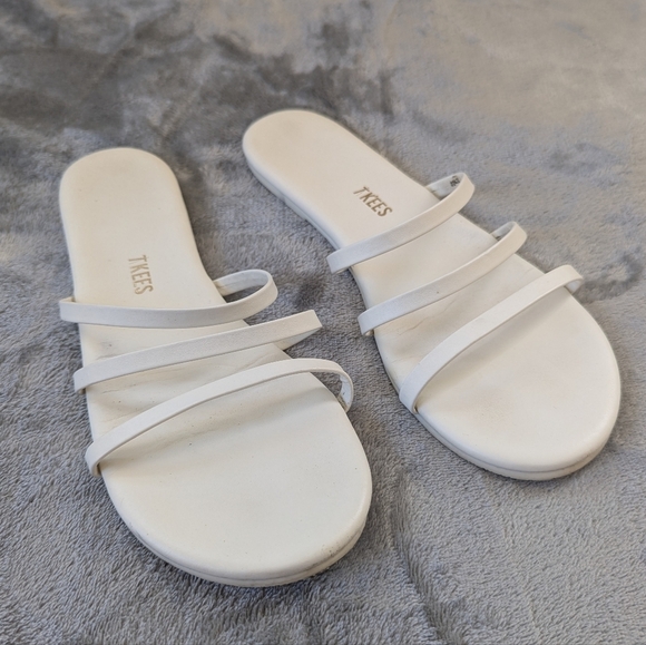 Tkees Leather 3 Strap Minimalist Flat Slide Sandals - Picture 2 of 12